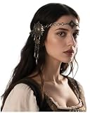 L'VOW Norse Valkyrie Gold Headband Gypsy Headpiece Vintage Head Chain Hair Accessory for LARP Renaissance Wedding, Bronze
