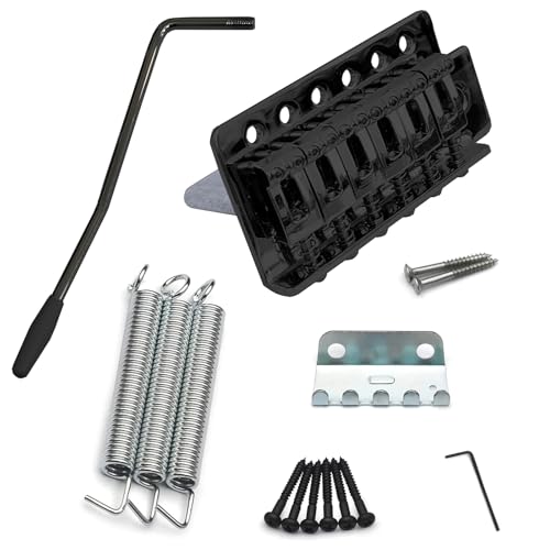 Guitar Tremolo Bridge Set Fit for Fender Strat Squier Electric Guitar Replacement (Black)
