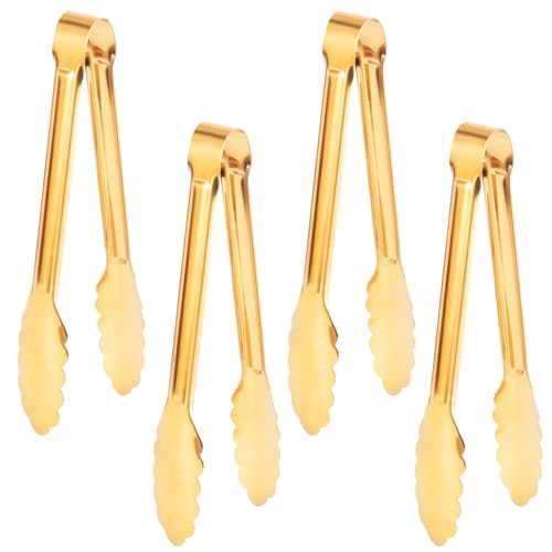 4 Pack Gold Serving Tongs,Metal Serving tongs,for buffet,party,9 Inch,Gold Utensills,(tongs for serving food)