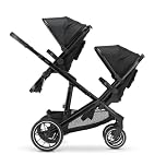 Deryan Evy V2 Pram for 2 Children, Baby & Toddler Tandem Pushchair, Double Second Seat from 6 Months, Baby Pram Buggy up to 50 kg, 2-in-1 Complete Set (Black+Seat)