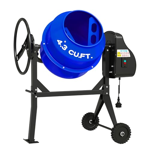 BSMTEK Electric Concrete Mixer, 4.3 Cubic Ft, 3/5HP. 450W Portable Concrete Mixer Machine with Stand...