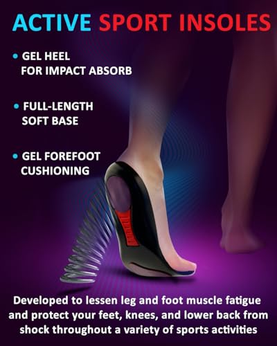 Image of CRUVHEAL Sport Shock Absorbing Insoles - Basketball Athletic Shoe Cushioning Inserts Men Women - Ideal for Active Sports Running Training - Neutral Arch for Sneakers Shoes (S, Indigo)