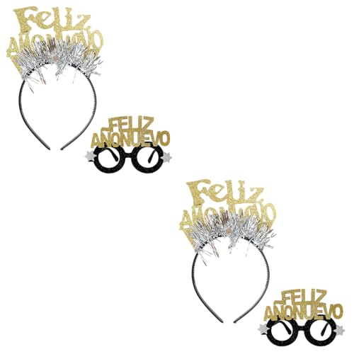 Carnavalife Diadema con gafa Nochevieja 2026 para nuevo año, pack de diadema con gafa, talla única adulto juvenil, photocall fiesta brindis decoración temática (Feliz Año Nuevo con Gafa, 2)