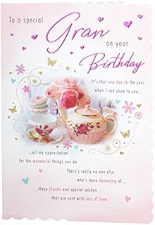 Piccadilly GreetingsTraditional Birthday Card Gran ,brown|pink|red|grey|white, 9 x 6 inches