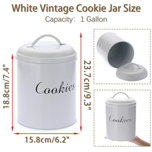 Tarro de metal para galletas de Navidad recipiente blanco para regalar dulces 3