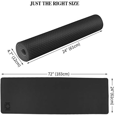 KK Yoga Mat, Non Slip Exercise Mat Black, Extra Grip TPE Eco Friendly Workout Mat with convenient Carry Bag. Fitness Mat for women and men for Yoga, Pilates. 6mm (¼ inch) thickness