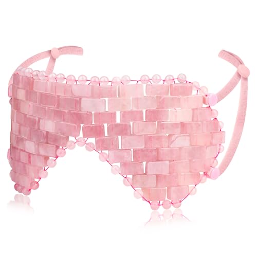 gemshan Máscara de ojos de cuarzo, máscara de ojos de jade rosa, máscara de dormir de cristal natural, elimina arrugas, hinchazón, dolor de cabeza y migraña (#2-cuarzo rosa)