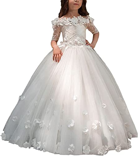 Vestidos de niña de las flores de encaje cómodos y sin rozaduras para boda