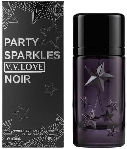 NOIR Party Sparkles Eau de Parfum - 100ml | Natural Spray, Star Bottle Design, Dark Floral Scent, Unisex Fragrance, Night Out Wear