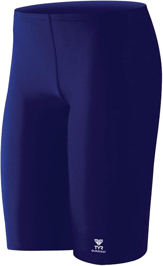 The TYR Men's Durafast One Jammer Swimsuit is a popular choice for swimmers looking for a durable and comfortable swimming garment. Made from TYR's exclusive Durafast fabric, this jammer swimsuit is designed to withstand the harsh effects of chlorine and the sun, making it ideal for both practice sessions and competitive races.

The jammer style provides a secure and streamlined fit that reduces drag in the water, allowing swimmers to move more efficiently through the water. The fabric is also quick-drying and has excellent shape retention, ensuring a long-lasting and comfortable fit over time.

With a mix of polyester and spandex, this swimsuit offers a balance of durability, flexibility, and breathability. The jammer design provides full coverage from the waist to just above the knee, making it a great choice for swimmers who prefer a more modest and secure fit while still allowing for a full range of motion. Description by ChatGPT.