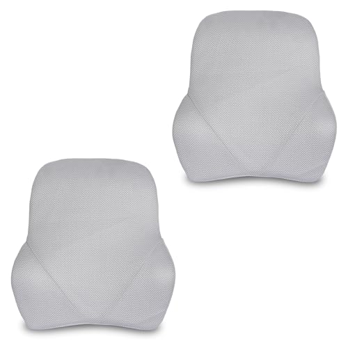 Image of Billebon Car Seat Back Support Cushion| Gel Infused Memory Foam Backrest Lumbar Support Cushion for Comfortable Long Drive & Back Pain Relief| Pack of 2| Grey| Ergonomic Support | Travel Office