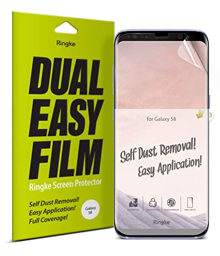 Ringke Dual Easy Film (2 Pack) Compatible with Galaxy S8 High Resolution Anti-Smudge Coating Easy Application Case Friendly Screen Protector for Galaxy S 8