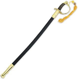 USMC Ceremonial Sword | Mirror-Polished 440 Stainless Steel Blade | 36" Overall | Brass-Plated Wire-Wrapped Handle | Coordinating Scabbard