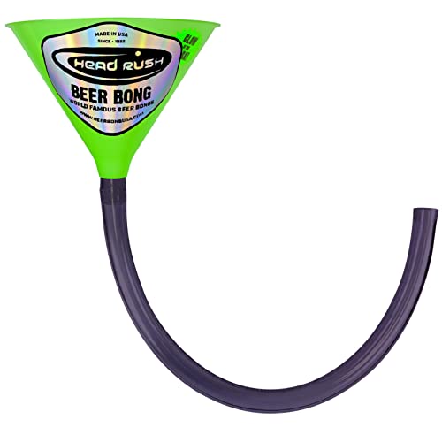 Head Rush Glow In The Dark Beer Bong - Beer Funnel With Long Tube - Beer Accessories & Drinking Games For Adults Party - Drink Funnel With A Thick Flexible Hose - Beer Bong With Designs -Ultimate (2Ft #TOP10