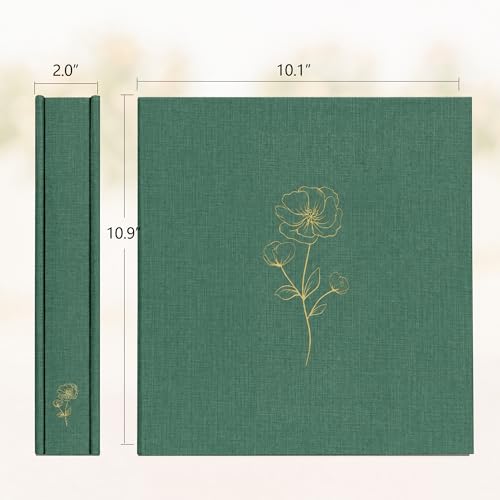 Álbum de fotos 8x10 para 100 fotos, con 100 bolsillos, cubierta de tela de lino, libro para fotos, álbum fotográfico para bodas, viajes y recuerdos familiares (verde oscuro) miniatura 2