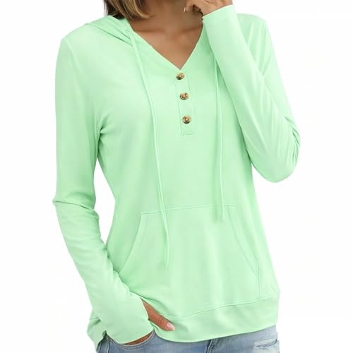 Women Sun Hoodie Shirt Long Sleeve Fishing Hiking Hooded UV Shirts Lightweight Quick Dry Outdoor Tops with Thumb Hole Green