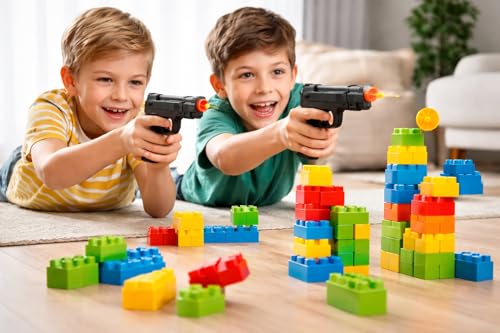 STUWU Spielzeug Pistole Kinder mit 3 Saugnapf Pfeilen – Dart Pistole 13 cm – Polizei Spielzeug Set – Haftet auf glatten Flächen – Geschenk Jungen Mädchen