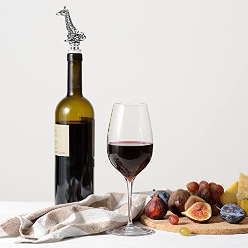Homestia Wine Stopper Cool Wine Bottle Stoppers For Glass Bottles, Giraffe Bottle Stopper Reusable Wine Corks Wine Tool, Zinc-Alloy Silicone Wine Stoppers Cute Wine Toppers With Fancy Decors #TOP7