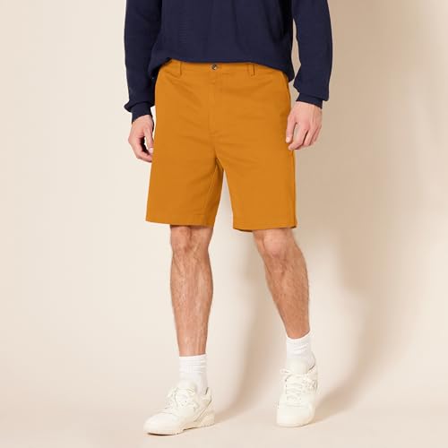Image of Amazon Essentials Men's Classic-Fit 9 inch Cotton Twill Chino Shorts with Button-Through Pockets
