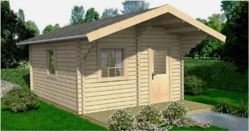 Buttermilk Wooden Cabin, Rustic Retreat with Covered Porch, Large Windows, Customizable Interior