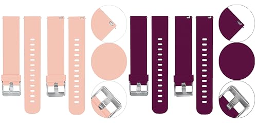 Image of ACM Pack of 2 Watch Strap Silicone Belt 20mm compatible with Inbase Urban Lyf M Smartwatch Casual Classic Band (Creame Pink /Purple)