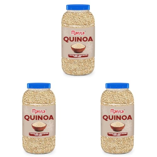 Image of Manna Quinoa 1.5 kg Whole Grain Gluten Free. Saponin Free, Complete Protein with 9 Amino Acids (Pack of 3)