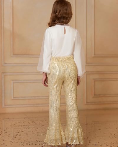 Image of GRACE KARIN Girls Sequin Pants Sparke Trouser Glitter Dance Bell Bottoms 5-14
