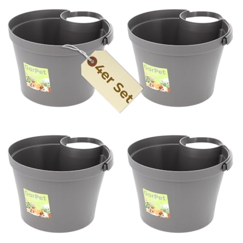 GarPet 4er Set Fallrohr Blumentopf Fallrohr Blumentopf für Regenrohr Regenrinne Säule Pfosten Abflussrohr Hängetopf Pflanztopf Pflanzgefäß Grau 22x22x15 cm