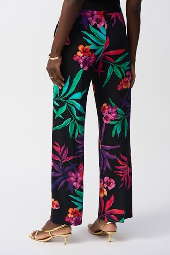 Women's Silky Knit Tropical Print Wide-Leg Pants4