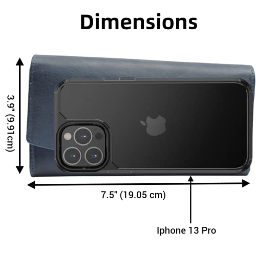 Leather Flap Clutch RFID Wallets For Women - Big Womens Wallet Accordion Purse Organizer Zip Coin Pouch For Women Gift (Blue)3