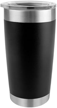 Tempercraft 20 oz Vacuum Insulated Tumbler w/Lid and Laser Engraved Customization Options - Stainless Steel, Double-Walled Travel Mug Black