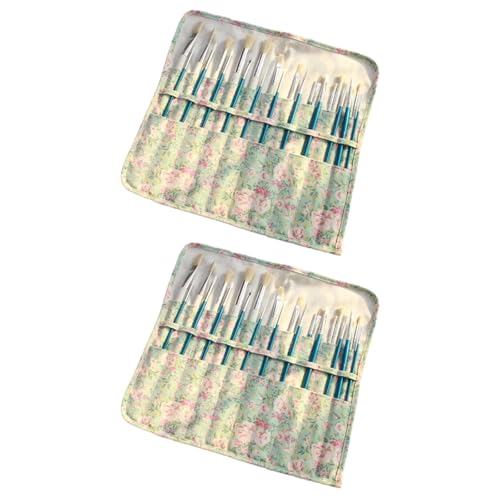 Soporte para pinceles de artista de lona con 20 ranuras, durabilidad portátil para pinceles de acuarela y bolígrafos, organizadores de rollos de lona con almacenamiento de doble capa