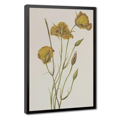 Poster abstrait jaune floral 61x91,4 cm : toile murale de salon et chambre moderne