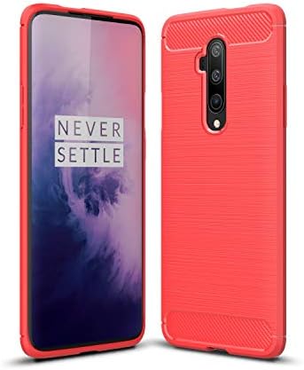 Case Compatible with OnePlus 7T Pro Case, Carbon Fiber Texture Design Cover Anti-Scratch Shock Absorption Case for OnePlus 7T Pro (Red)
