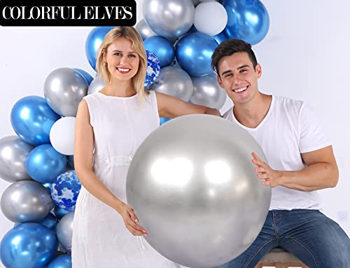 Image of Large Metallic Silver Balloons 36 Inches 4 Pack Giant Jumbo Big Round Chrome Balloon for Wedding Party Decoration (Silver)