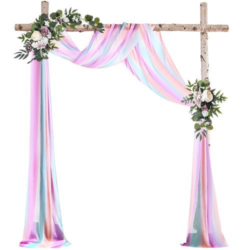 Ghope Cortina de arco de boda, cortina transversal de tul transparente, cortina de fondo de boda, cortina de arco de boda, decoración para fotografía, fiesta, boda, arco, ceremonia