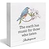 Spring Decor Rustic the Earth Has Music for Those Who Listen Wood Block Sign Farmhouse Spring Decorations Indoor Home Shelf Decor 5 x 5 Inches