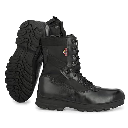 Image of Mikaasa Alpha Aerolite 8.0 Suede Side Zip Leather Military & Tactical Work Boots with Side Zipper 8 Inch Combat Boots, Lightweight Comfortable Shoes, Durable & Breathable, Motorbike Boot -Beige, 6 US