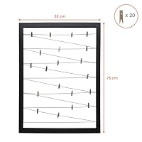 Spetebo Fotohalter 75x55 cm schwarz - Gummileine mit 20 Holz Klammern - Fotorahmen Bilder Rahmen Galerie – Ansicht 2
