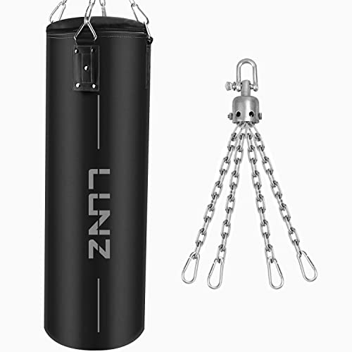 Luniquz Sac de frappe en cuir, sac de frappe non rempli haute performance avec support rotatif pour boîtes MMA, 80 100 120 cm pour adultes, jeunes enfants, 80 cm