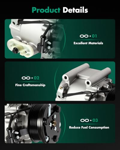 Image of SCITOO 2000-2008 AC Compressor for Jaguar for S-Type 3.0L | Fast Cooling, Ultra Low Noise (≤72 dB)Air Conditioner Compressor with Clutch, Easy Installation, 10350801 10102541 6001220