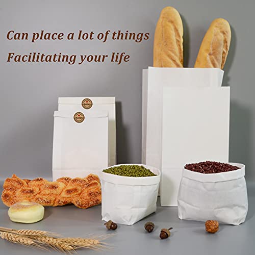 Paper Lunch Bags 50 Count Large White Lunch Bags Kraft White Paper Bags 8Lb White Lunch Sacks Strong For Small Business #TOP5