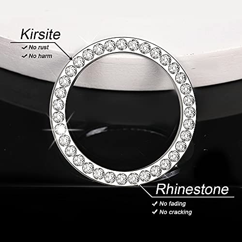Earthland 2Pcs Crystal Rhinestone Ring For Car Decor, Auto Engine Start Stop Decoration Crystal Interior Ring Decal For Vehicle Ignition Button-Silvery #TOP2
