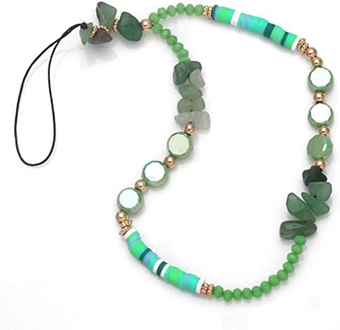 White Beads Phone for Mobile Phone Anti Lost Hanging Cords Nature Stone Phone Straps Lanyards Summer