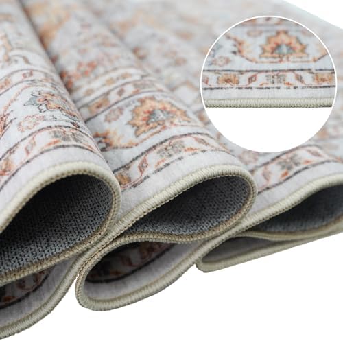 Washable Hallway Runner Rug 2x10: Non Slip Runner Rugs with Rubber Backing Soft Kitchen Rug Farmhouse Distressed Carpet Runner for Living Room Bedroom Bathroom (Turmeric/Grey, 2X10)