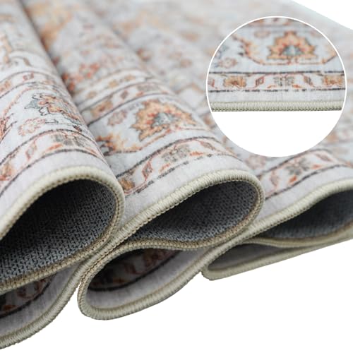 Washable Hallway Runner Rug 2x10: Non Slip Runner Rugs with Rubber Backing Soft Kitchen Rug Farmhouse Distressed Carpet Runner for Living Room Bedroom Bathroom (Turmeric/Grey, 2X10)