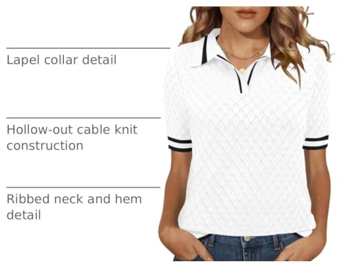 Image of Rapbin Womens Short Sleeve Knit Polo Shirts Summer Spring Sweater Tops