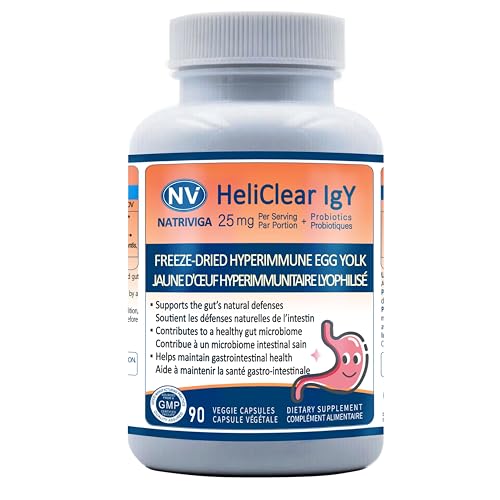 NATRIVIGA Heliclear IgY Immunoglobulins + Probiotics – Dual-Action Formula for Premium Immune & Gut Health Support – Freeze-Dried Hyperimmune Egg Yolk Extract with 60 Billion CFU – 90 Capsules