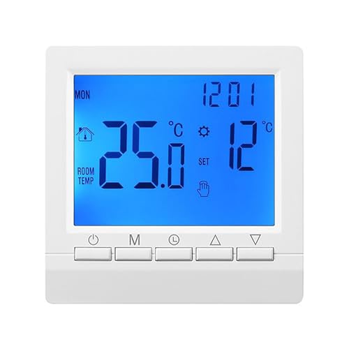 Irishom Termostato Inteligente para Caldera,Controlador de Caldera con Cable y Funcionamiento a batería con Pantalla Digital LCD, termostato programable semanal de Ahorro de energía 5+2
