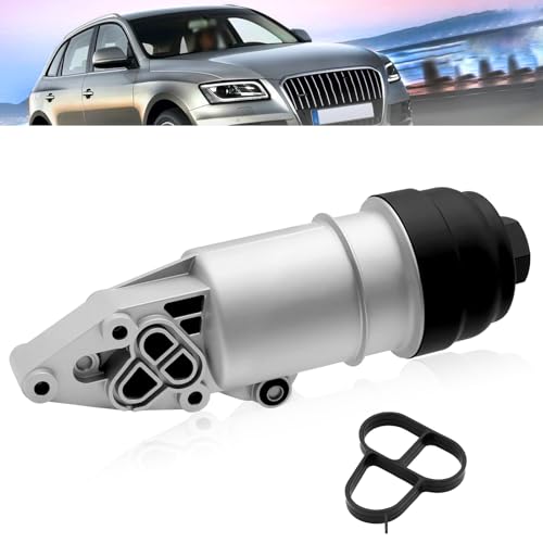 Upgraded Aluminum Oil Filter Housing Compatible with Audi A4 2005-2008 A5 2008-2014 A6 A7 A8 Quattro Q5 Q7 2010-2015 RS5 S4 S5 SQ5 Replaces# 06E115405A, 06E115405C, 06E115405K